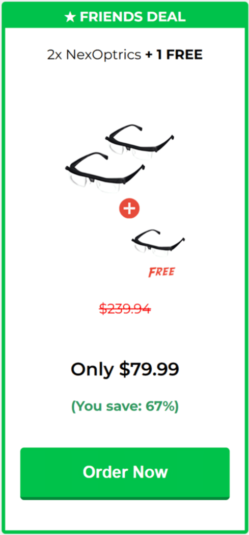 NexOptrics Adjustable Glasses offer price